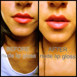 before and after on how to tone down intense red lipsticks  photo taken & edited by me 